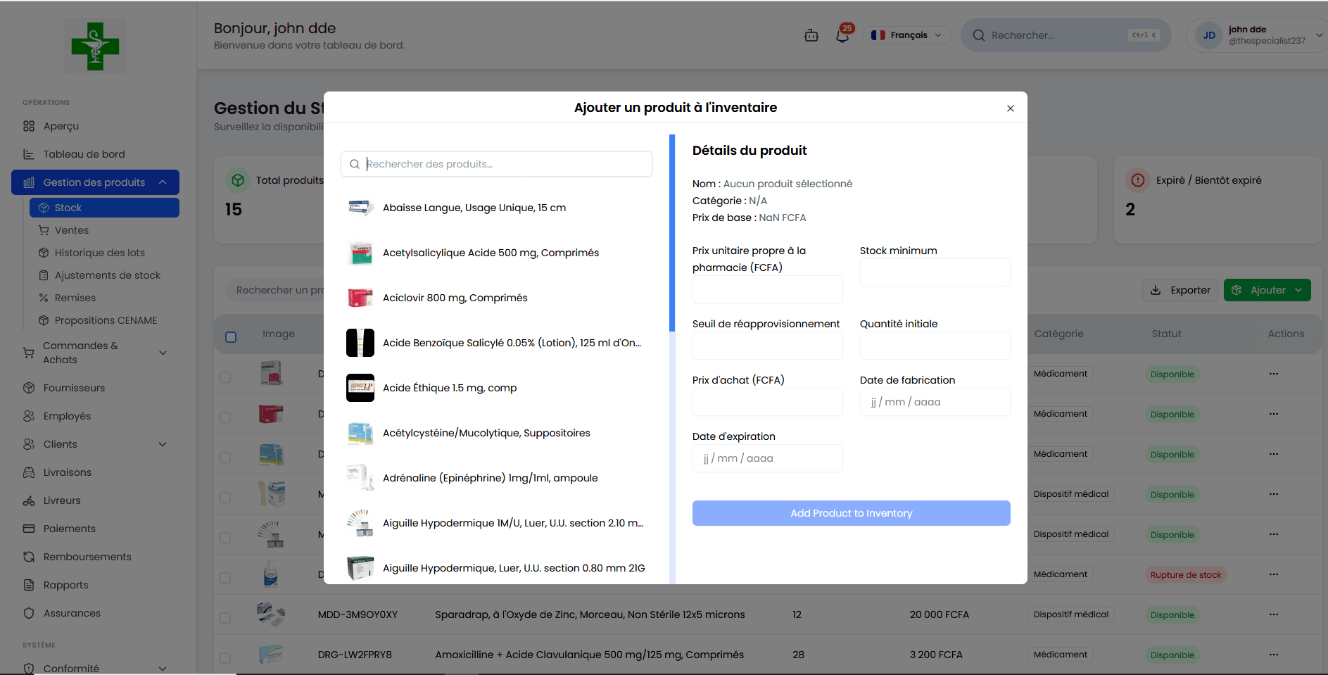Configurez votre pharmacie